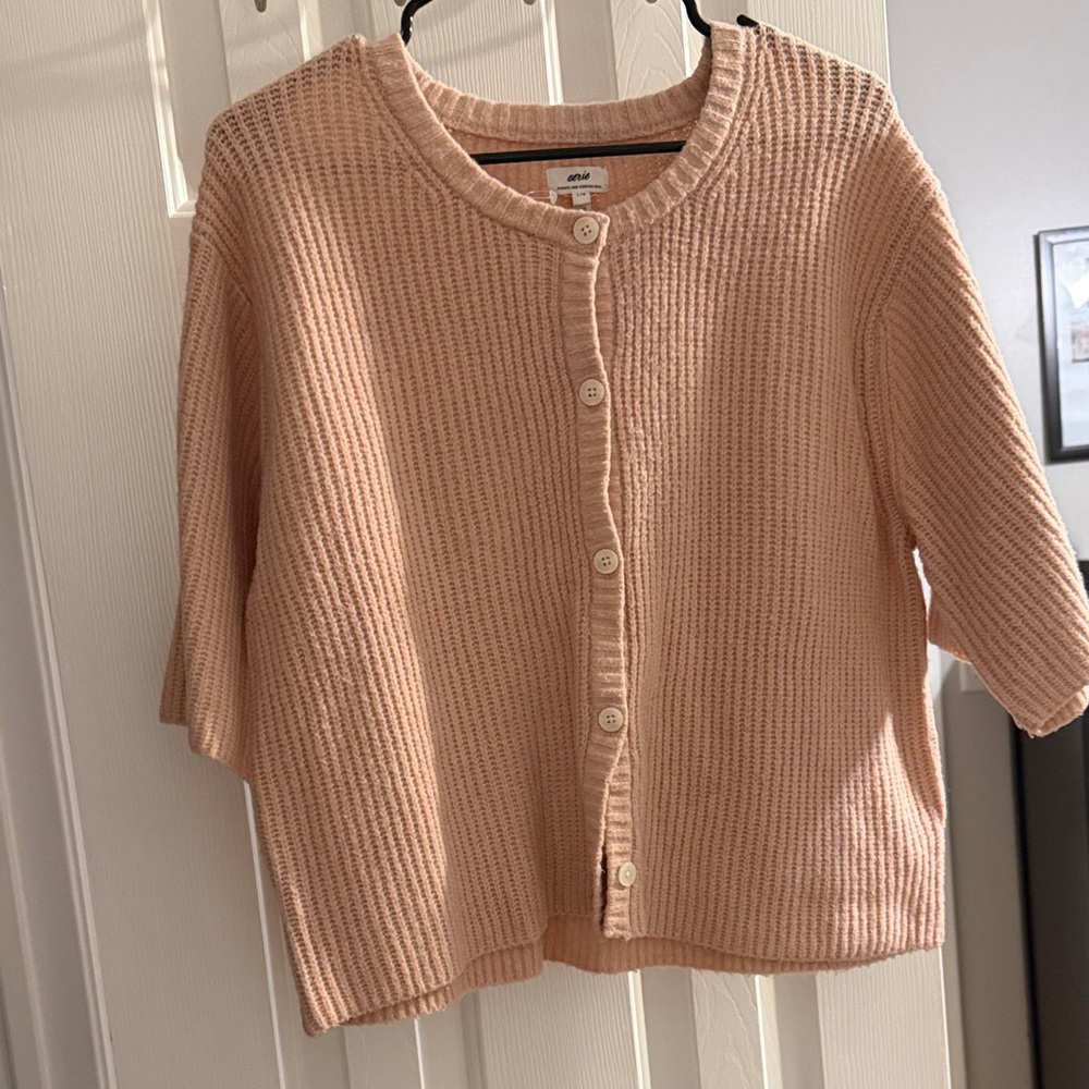 Aerie Light Pink Button-Up Cardigan